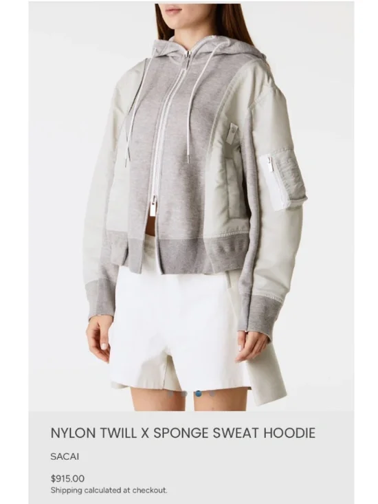 Sacai Sponge x Nylon Twill Hoodie - Picture 10 of 13